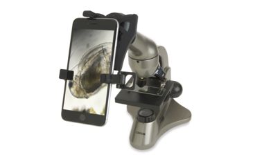 Image of Carson 40x-499x Table Top Microscope w/Universal Smartphone Adapter for Microscopes, Black/Gray, MS-040SP