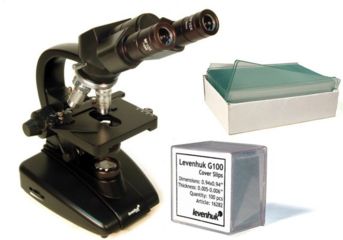 Image of Levenhuk 625 Biological Microscope, Black, with Blank Slides and Cover Slips Set