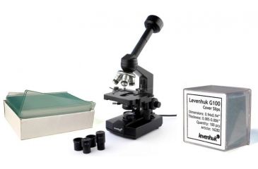 Image of Levenhuk D320L Digital Professional Microscope, Black, with Blank Slides and Cover Slips Set