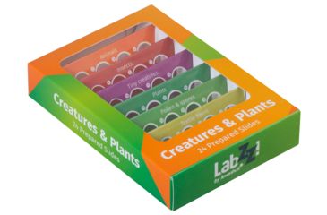 Image of Levenhuk LabZZ CP24 Creatures &amp; Plants Prepared Slides Set, Green/Orange, Small, NSN N 72870