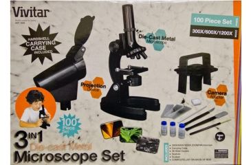 Image of Vivitar 3-in-1 Microscope Set, Black, Medium VIV-MIC-4