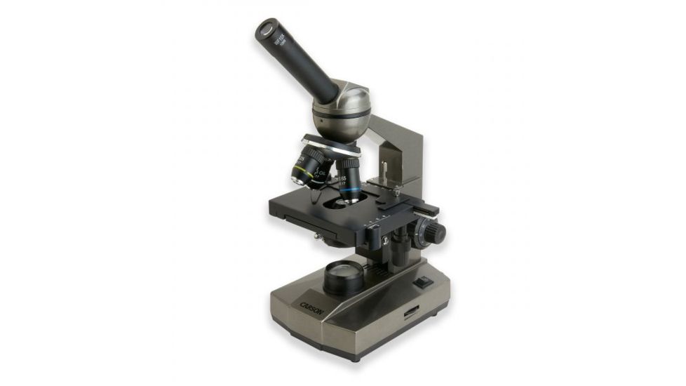 Carson 100-1000x Table Top Microscope w/Universal Smartphone Adapter for Microscopes, Black/Gray, MS-100SP