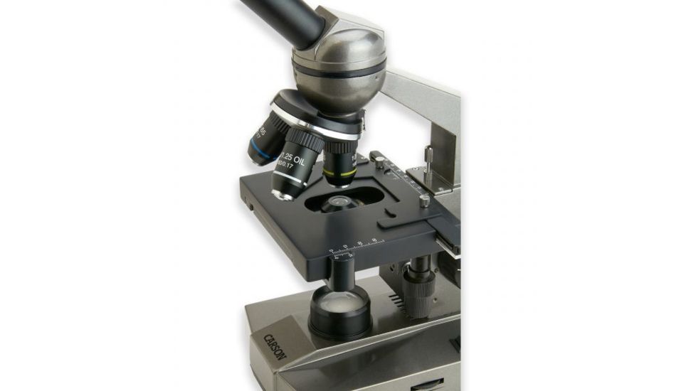 Carson 100-1000x Table Top Microscope w/Universal Smartphone Adapter for Microscopes, Black/Gray, MS-100SP