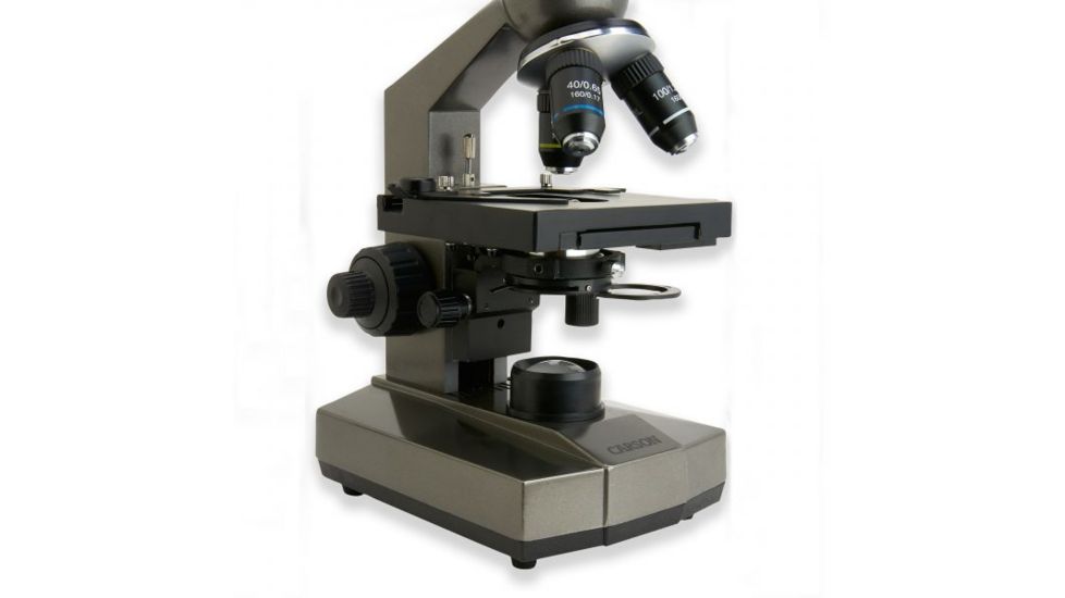 Carson 100-1000x Table Top Microscope w/Universal Smartphone Adapter for Microscopes, Black/Gray, MS-100SP