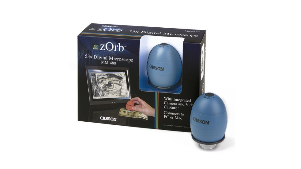 Carson Zorb Digital Microscope, 35x w/ Digital Camera - Surf Blue MM-480B