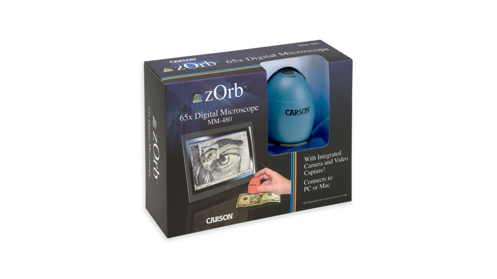 Carson Zorb Digital Microscope, 35x w/ Digital Camera - Surf Blue MM-480B