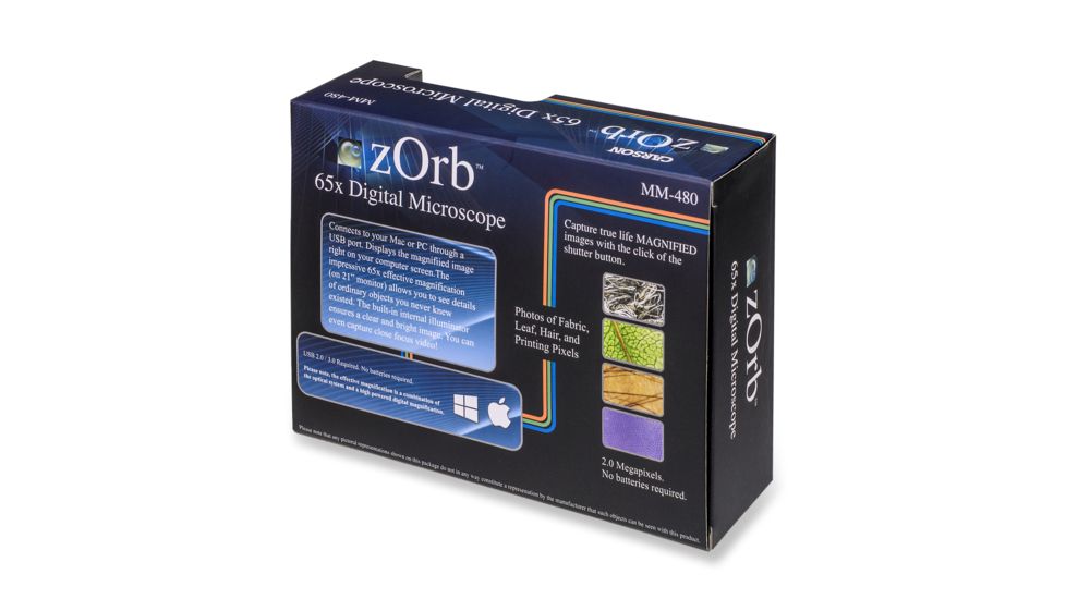 Carson Zorb Digital Microscope, 35x w/ Digital Camera - Surf Blue MM-480B