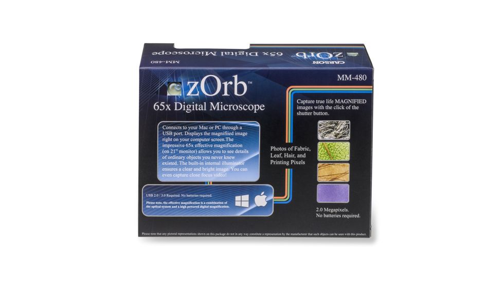 Carson Zorb Digital Microscope, 35x w/ Digital Camera - Surf Blue MM-480B
