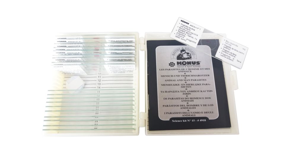 Konus Prepared Slides for Konus Kids Microscopes, Set of 10, Animal and Human Parasites 4918