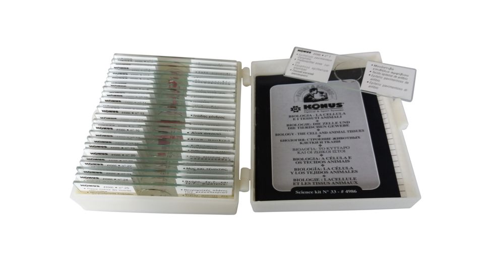 Konus Prepared Slides for Konus Kids Microscopes, Set of 25, Biology, Cell and Animal Tissues 4986