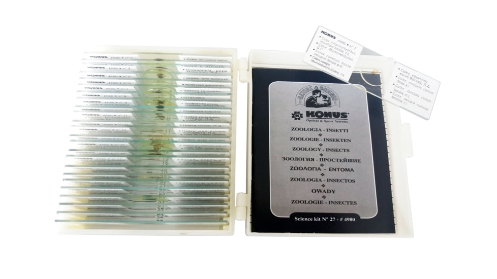 Konus Prepared Slides for Konus Kids Microscopes, Set of 25, Zoology, Insects 4980