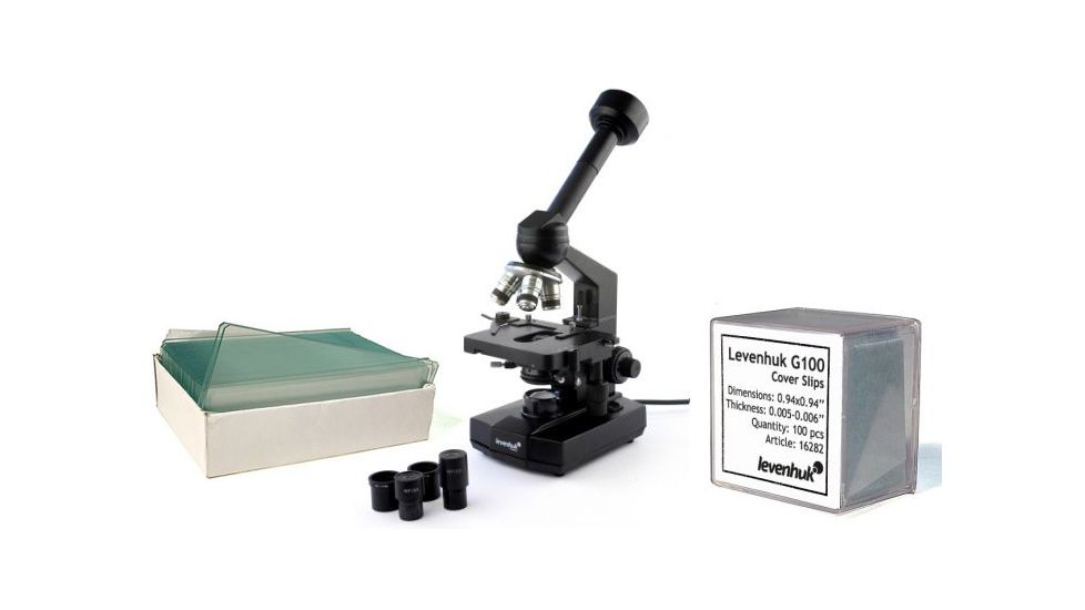 Levenhuk D320L Digital Professional Microscope, Black, with Blank Slides and Cover Slips Set