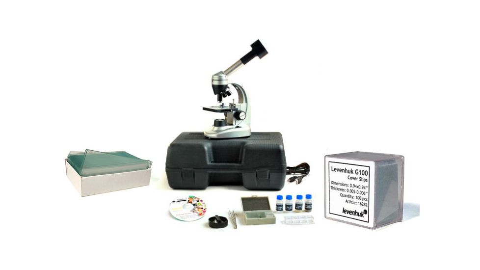 Levenhuk D50L NG Digital Microscope, White, with Blank Slides and Cover Slips Set