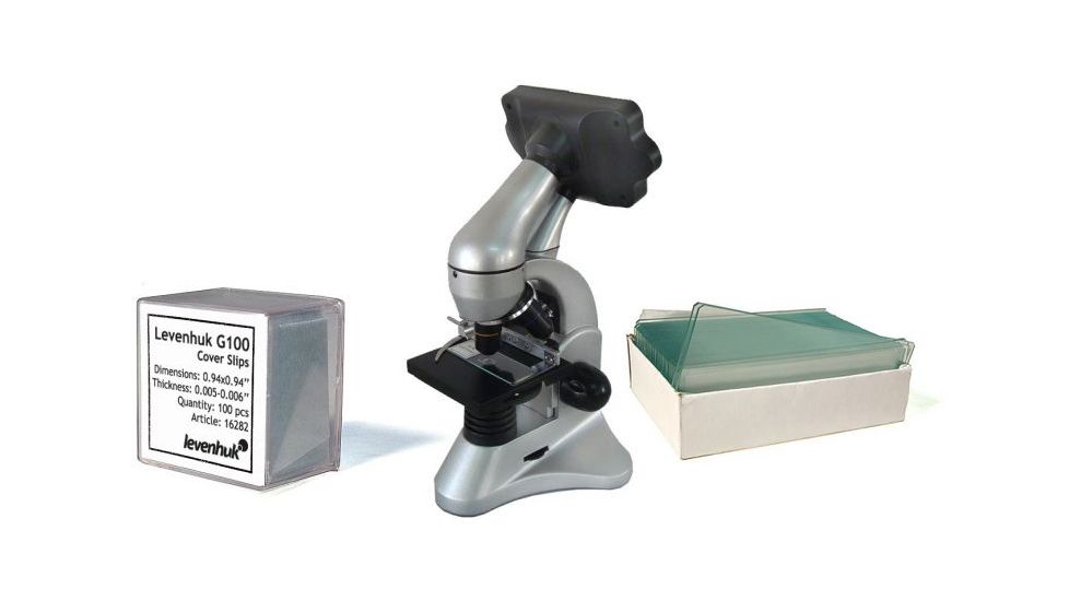 Levenhuk D70L Digital Biological Microscope, Silver, with Blank Slides and Cover Slips Set