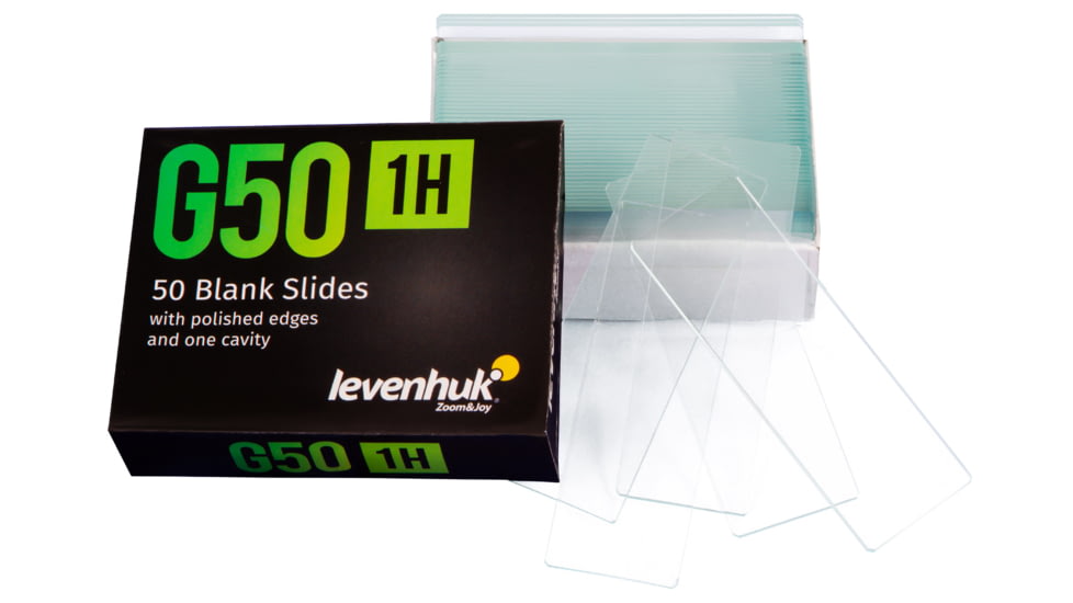 Levenhuk G50 1H Single Cavity Blank Slides, 50 pcs, Small, 73808