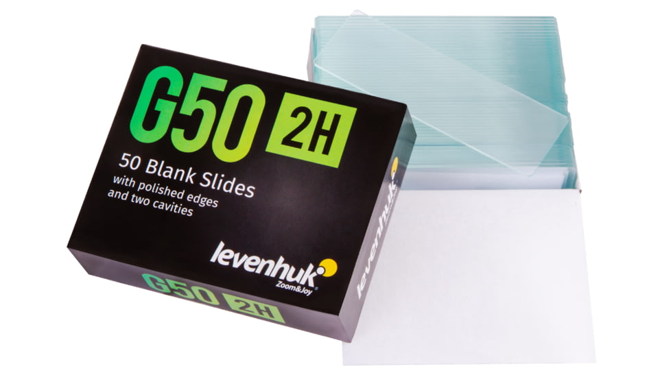 Levenhuk G50 2H Double Cavity Blank Slides, 50 pcs, Small, 73809