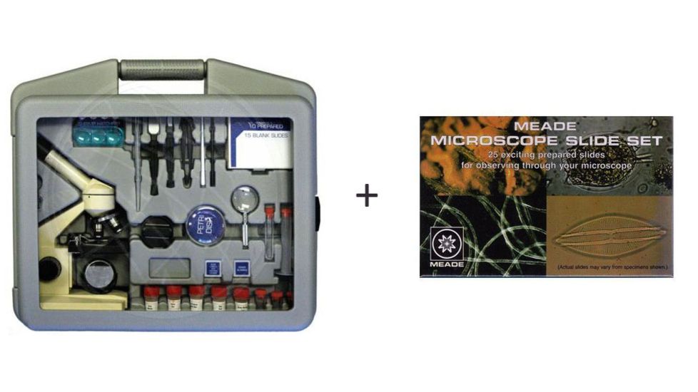 Meade Student/Hobbyist 51pc Microscope Kit 25 Pc Prepared Microscope Slides