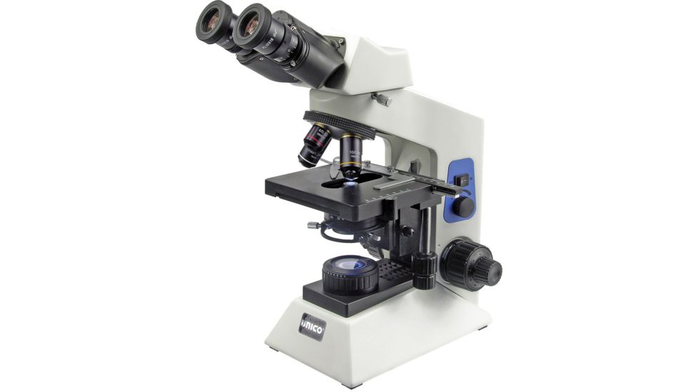 UNICO G502 LED Illuminated Binocular Microscope w/ Seidentopf Head, Paired 10x Eyepiece, Achromatic Objectives 4x-10x-40x-100x, Mech. Stage, 90V-240V G502