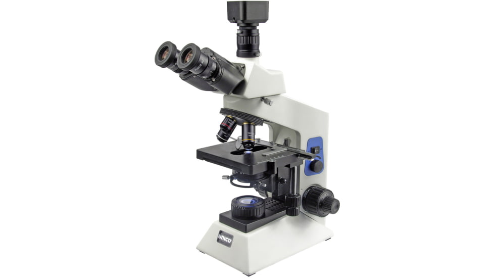 UNICO G502T LED Illuminated Trinocular Microscope w/ Seidentopf Trinocular Head, Paired 10x Eyepiece, Semi-Plan objectives 4x-10x-40x-100x, Mech. Stage 90V-240V G503T